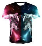 T-Shirt Loup Bar Violet Et Vert