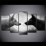 Tableau Loup Blanc et Noir