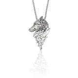 Collier Loup Origami Argent